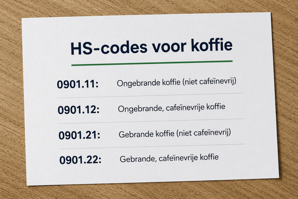 Wat is een HS-code? De codes voor koffie als voorbeeld. Ai gegenereerd.